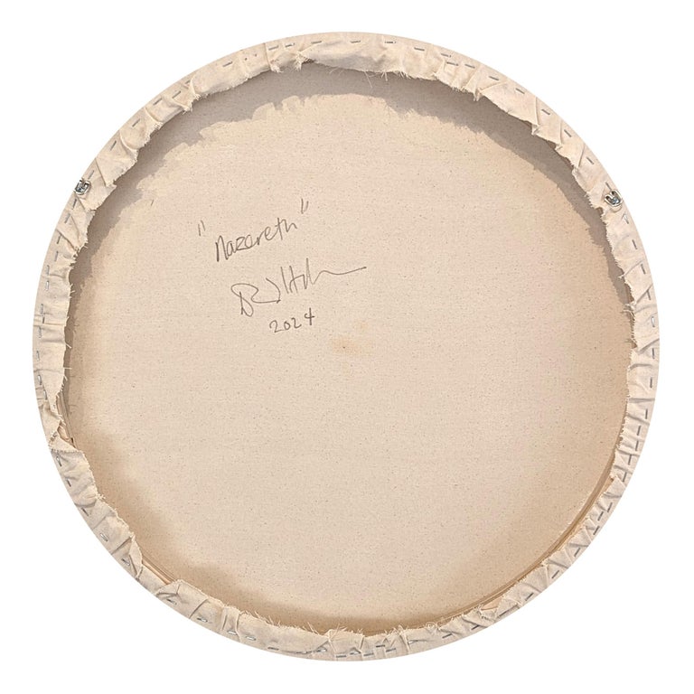 DAVID HARDAKER, "Nazareth" Contemporary Abstract Orange & Gray Concentric Circle Painting, 2024