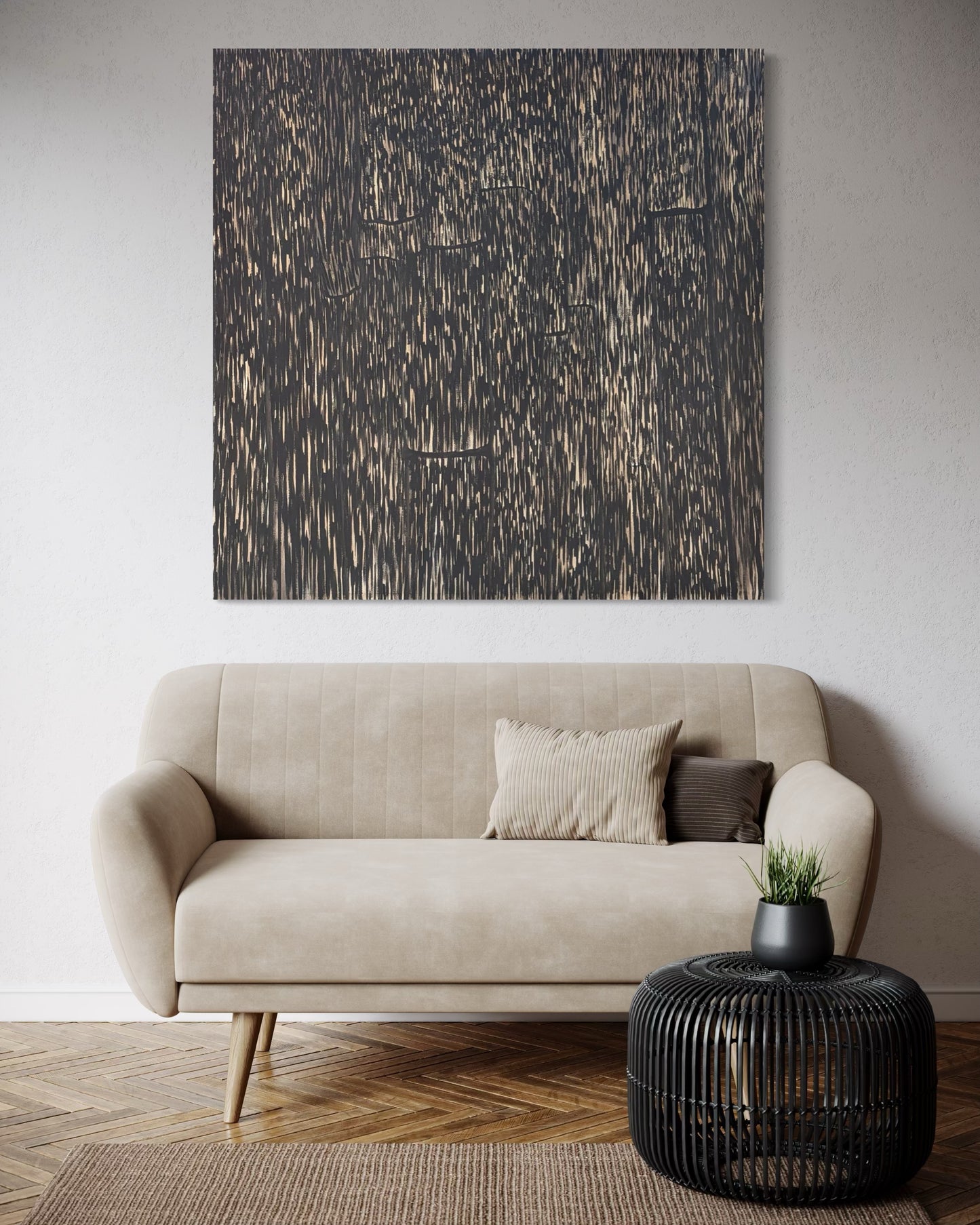 TRA' SLAUGHTER, “From Timber to Lumber” Contemporary Neutral Toned Wood Bark Abstract Painting, 2025