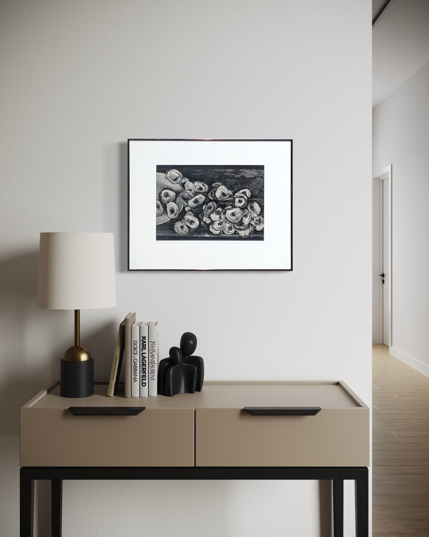 LILO RAYMOND, "Oysters in White Dish" Modern Black and White Food Photograph, 1971