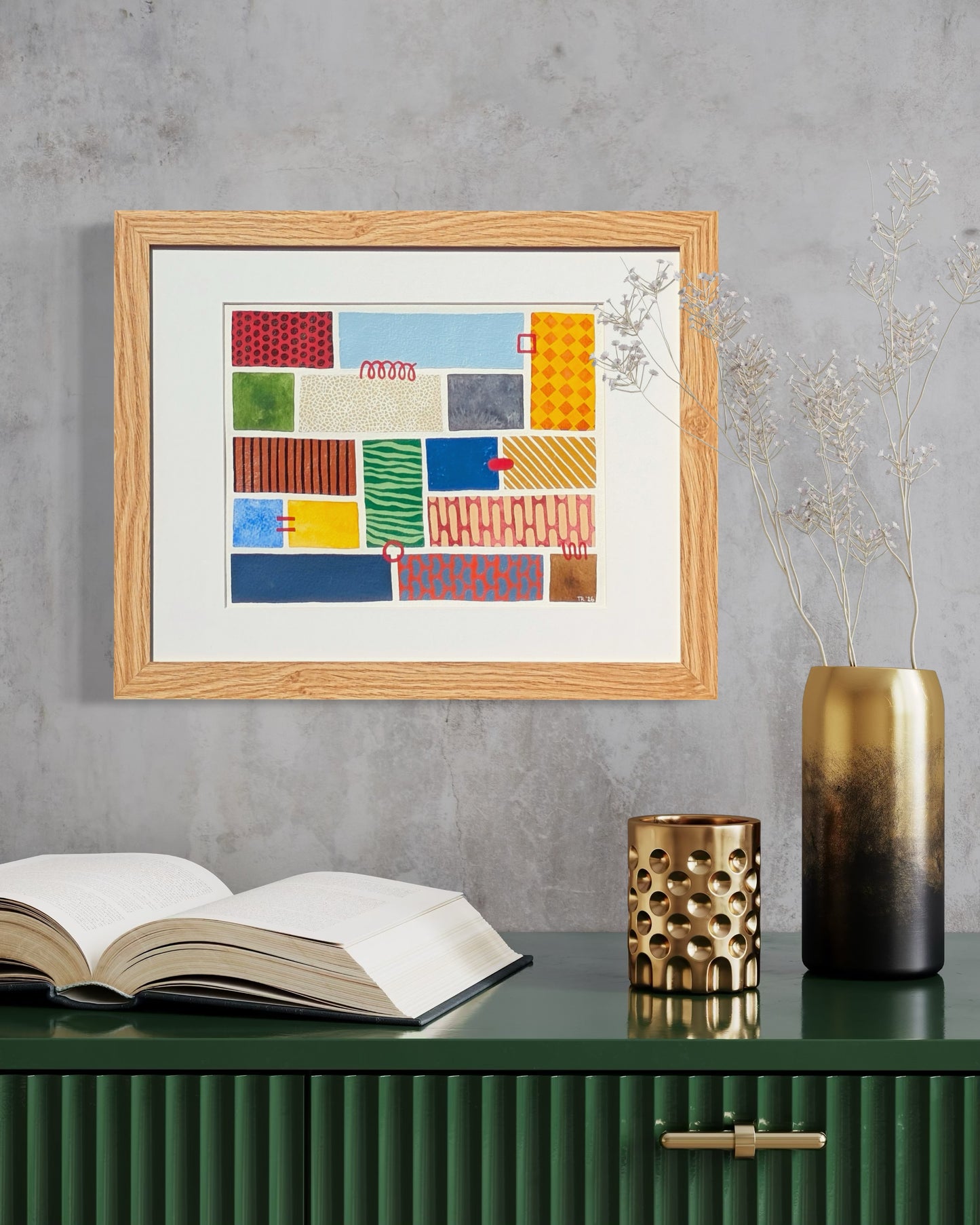 TINA RUYI, "#5 Blocks" Contemporary Colorful Patterned Geometric Block Painting, 2026