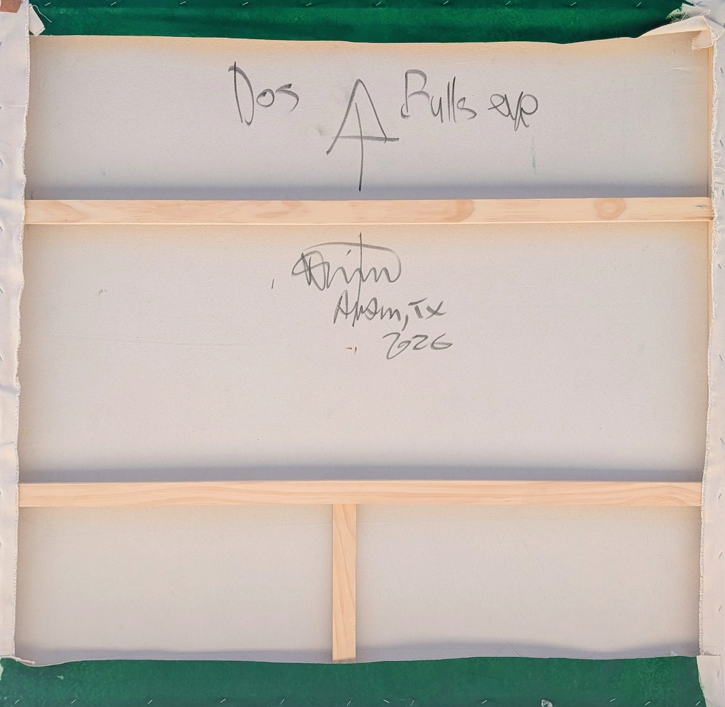 NICK STEVENSON, "Dos Bullseye" Contemporary Arrow and Target Painting Against Green, 2026