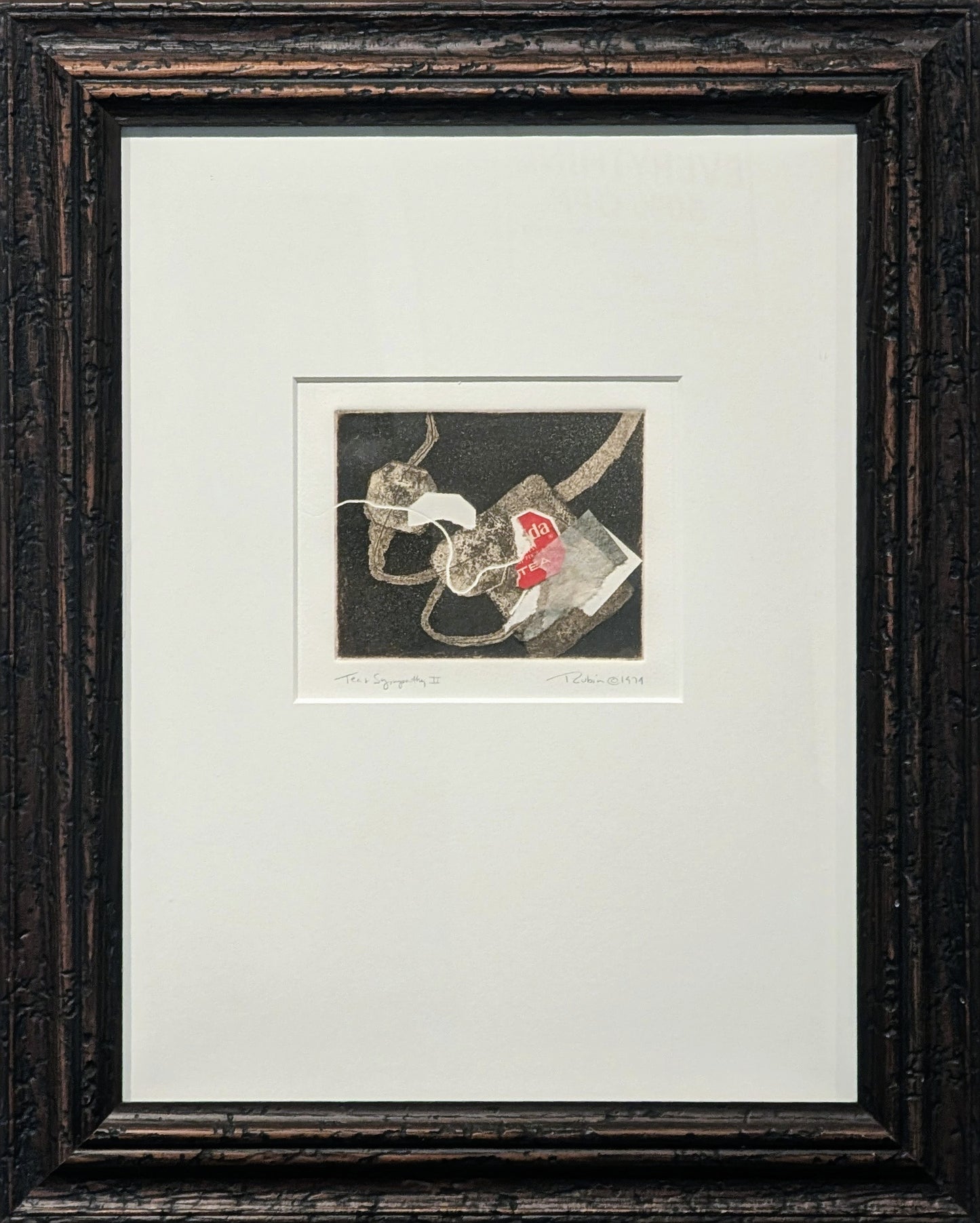 "Tea & Sympathy" Black, White, & Red Abstract Mixed Media Collage, 1979