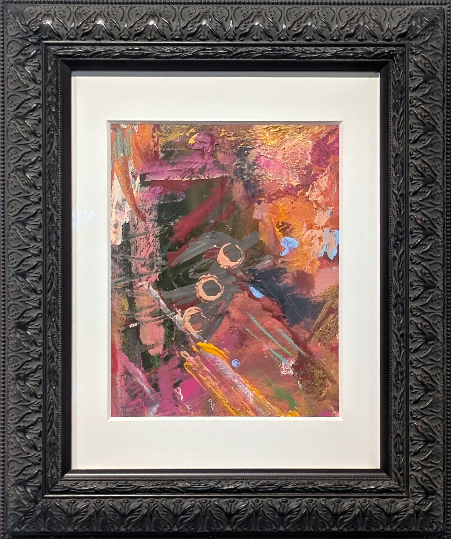 "Heart Filled Moments" Colorful Pink and Orange Toned Gestural Abstract Painting