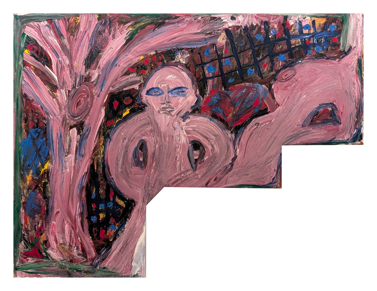 "Movement in the Dark" Purple Toned Nude Figurative Abstract Shaped Painting