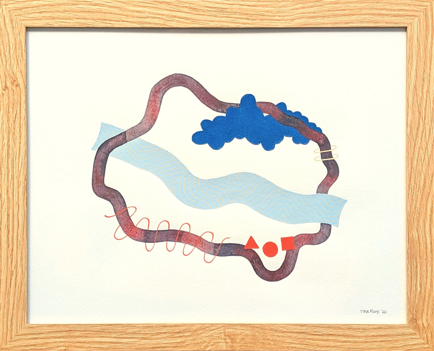 TINA RUYI, "#10 Reverie" Contemporary Blue and Red Toned Patterned Abstract Painting, 2026