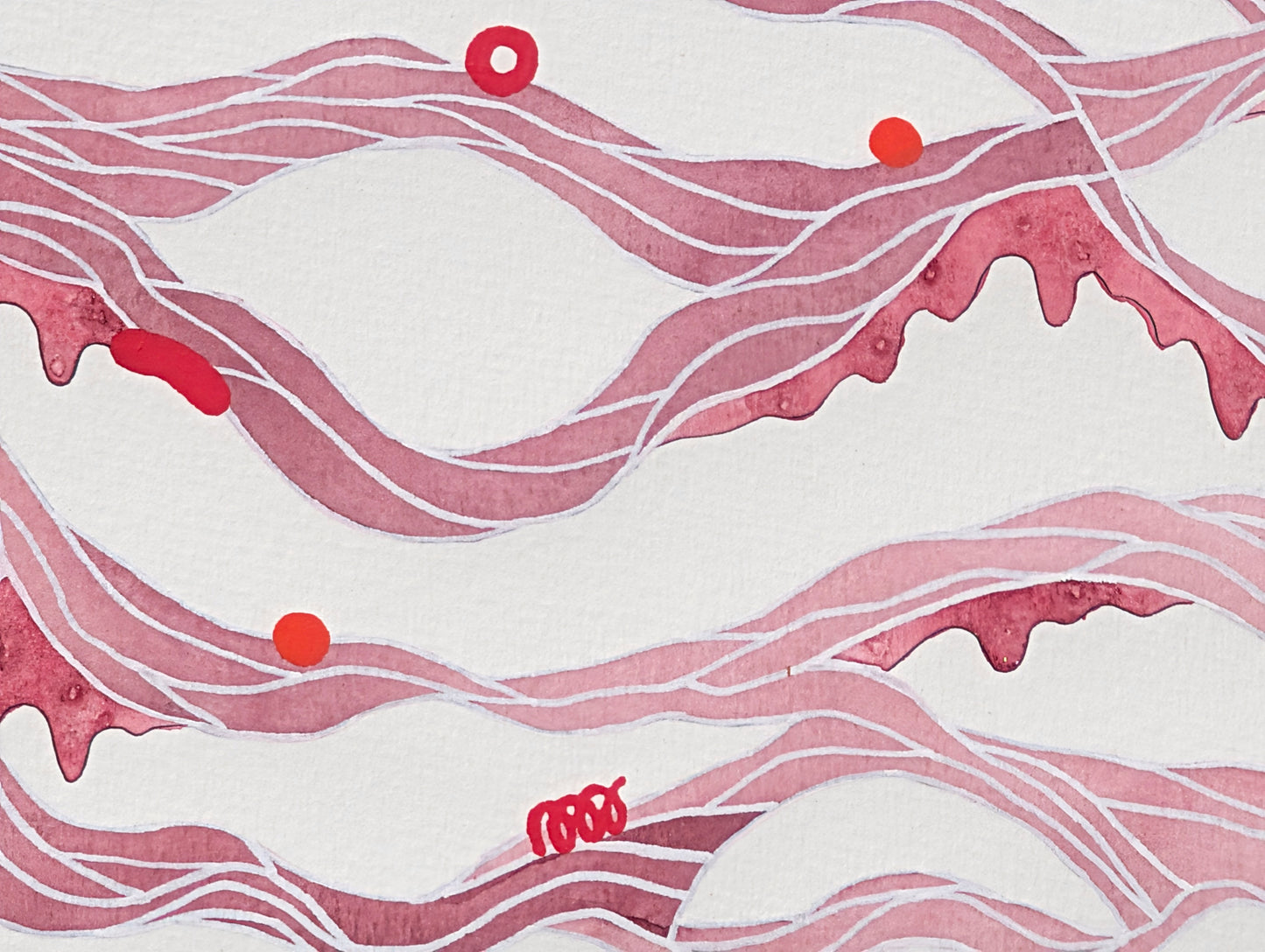 TINA RUYI, "#2 Linens" Contemporary Red and Pink Toned Patterned Abstract Painting, 2026