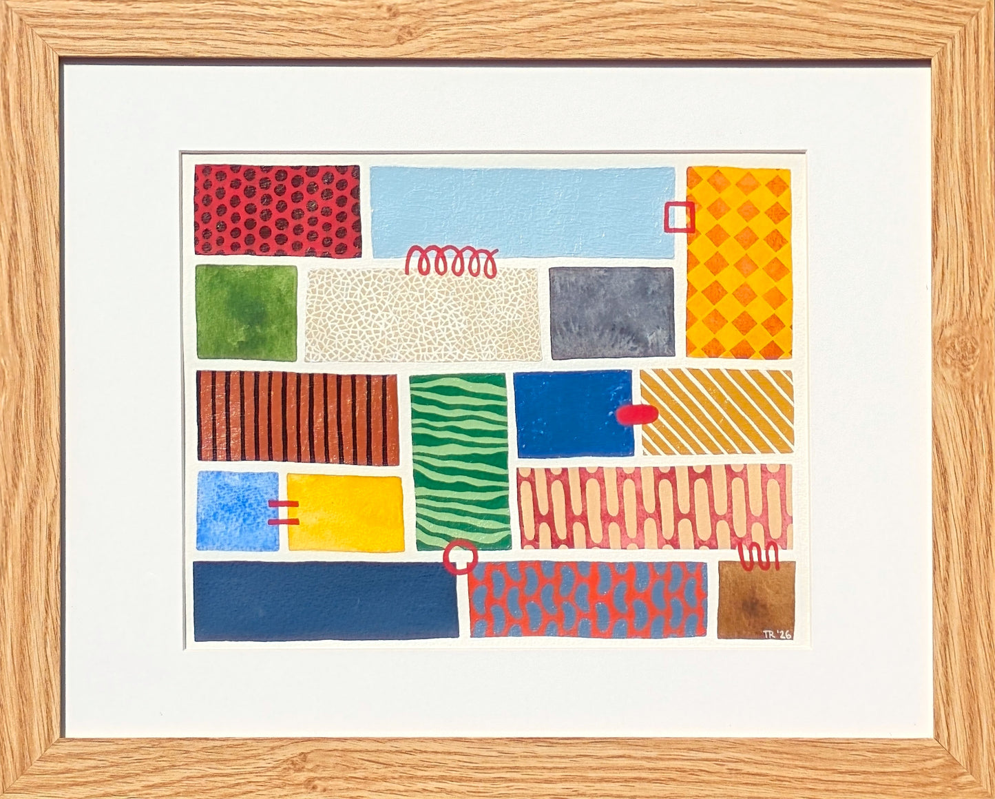 TINA RUYI, "#5 Blocks" Contemporary Colorful Patterned Geometric Block Painting, 2026