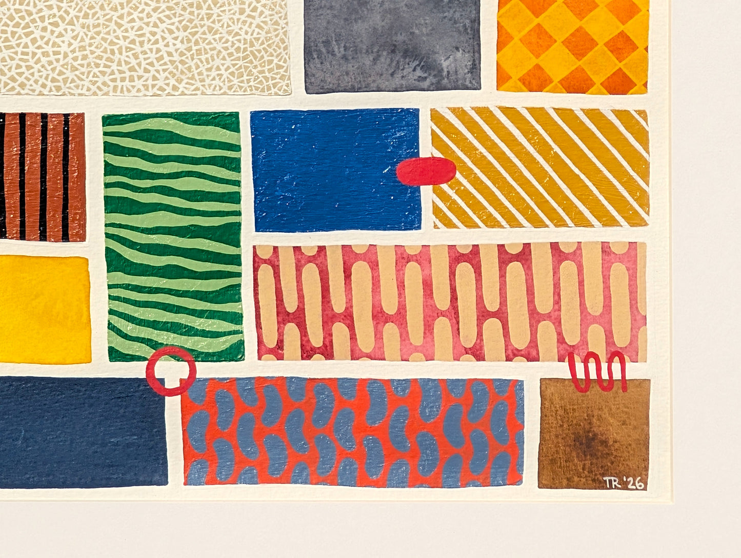 TINA RUYI, "#5 Blocks" Contemporary Colorful Patterned Geometric Block Painting, 2026