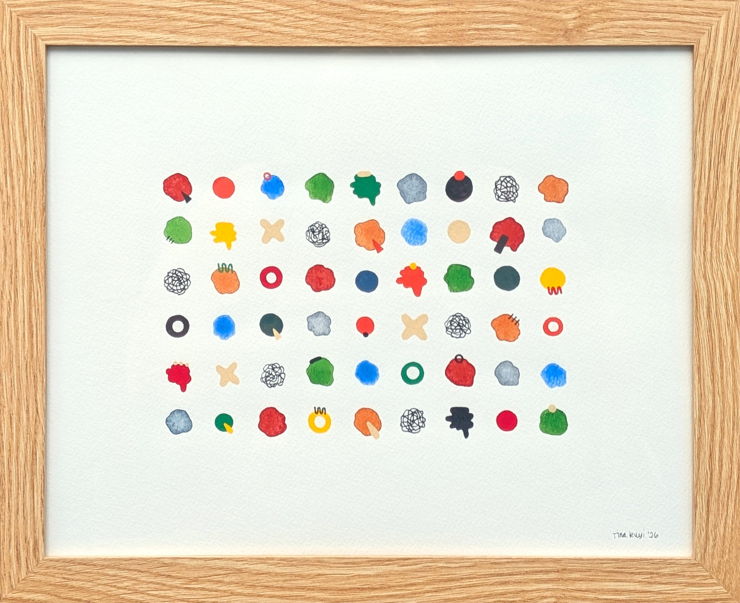 TINA RUYI, "#6 Scribbles & Blobs" Contemporary Colorful Patterned Dot Grid Painting, 2026
