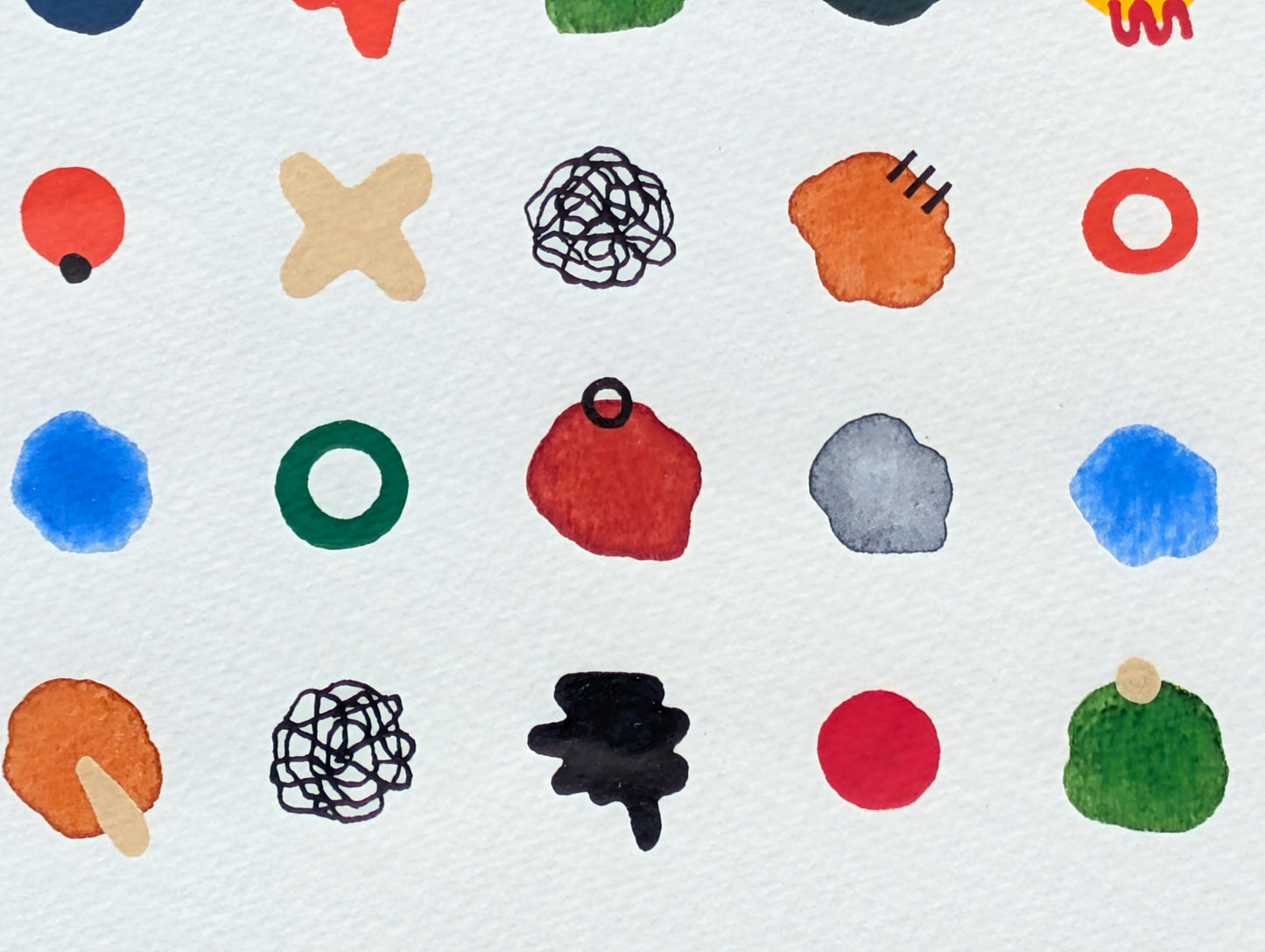TINA RUYI, "#6 Scribbles & Blobs" Contemporary Colorful Patterned Dot Grid Painting, 2026
