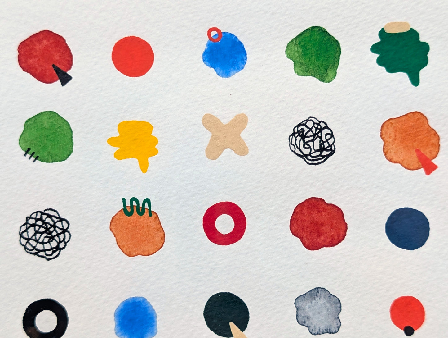 TINA RUYI, "#6 Scribbles & Blobs" Contemporary Colorful Patterned Dot Grid Painting, 2026