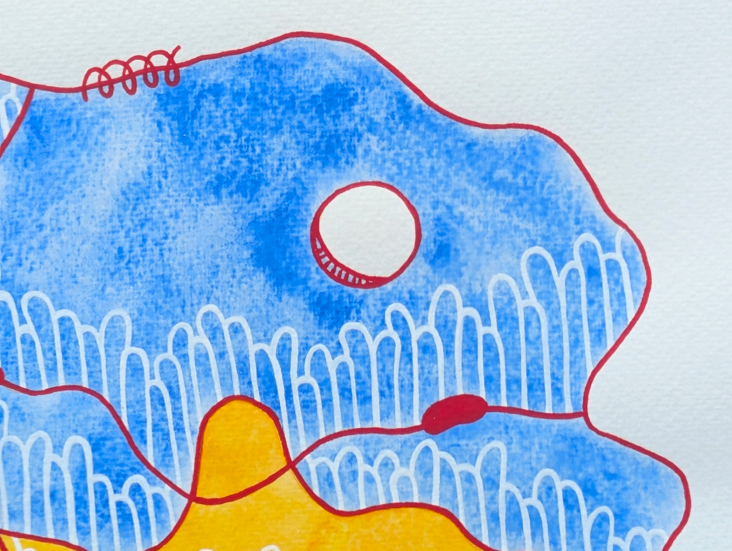 TINA RUYI, "#7 Primary Hills" Contemporary Colorful Red, Yellow, & Blue Patterned Landscape Painting, 2026