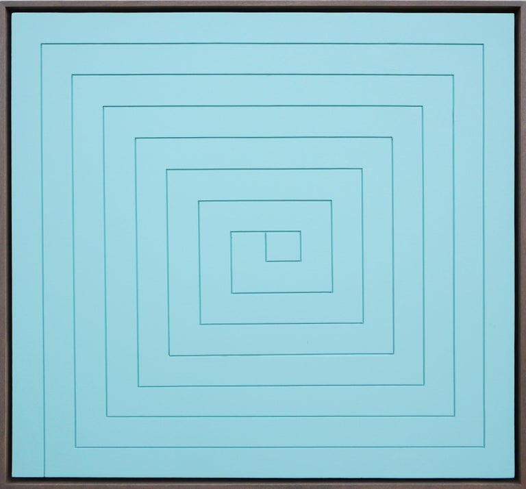 MATTHEW REEVES, "Entrapment" Contemporary Pastel Sky Blue Linear Abstract Groove Painting, 2023