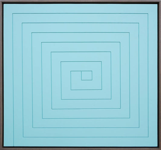 MATTHEW REEVES, "Entrapment" Contemporary Pastel Sky Blue Linear Abstract Groove Painting, 2023