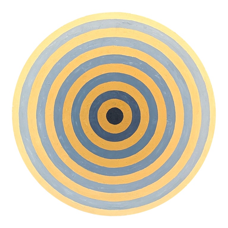 DAVID HARDAKER, "Nazareth" Contemporary Abstract Orange & Gray Concentric Circle Painting, 2024
