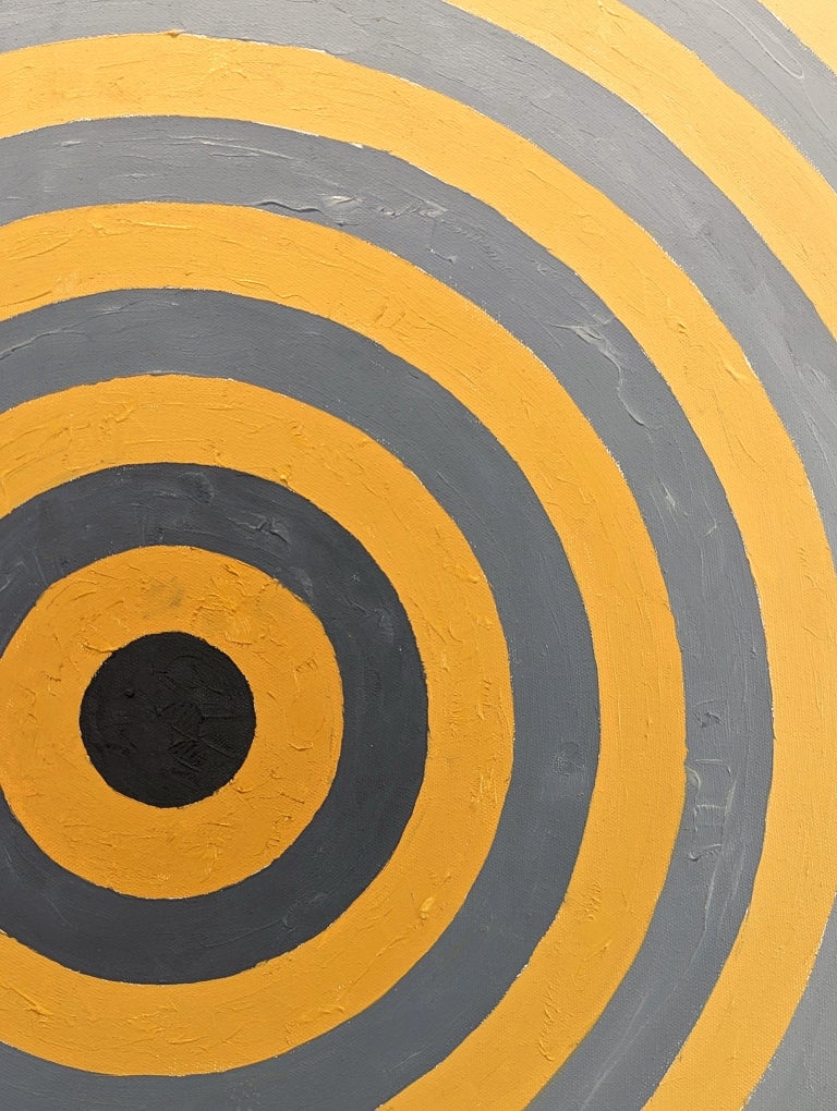DAVID HARDAKER, "Nazareth" Contemporary Abstract Orange & Gray Concentric Circle Painting, 2024