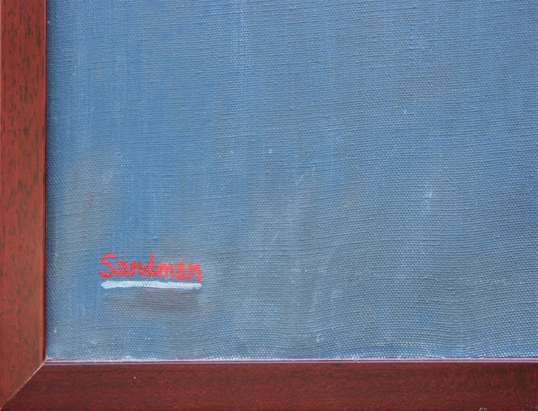 ROBERT SANDMAN, "The Vision" Modern Blue, Red, and Yellow Abstract Geometric Portrait Painting, 1980s
