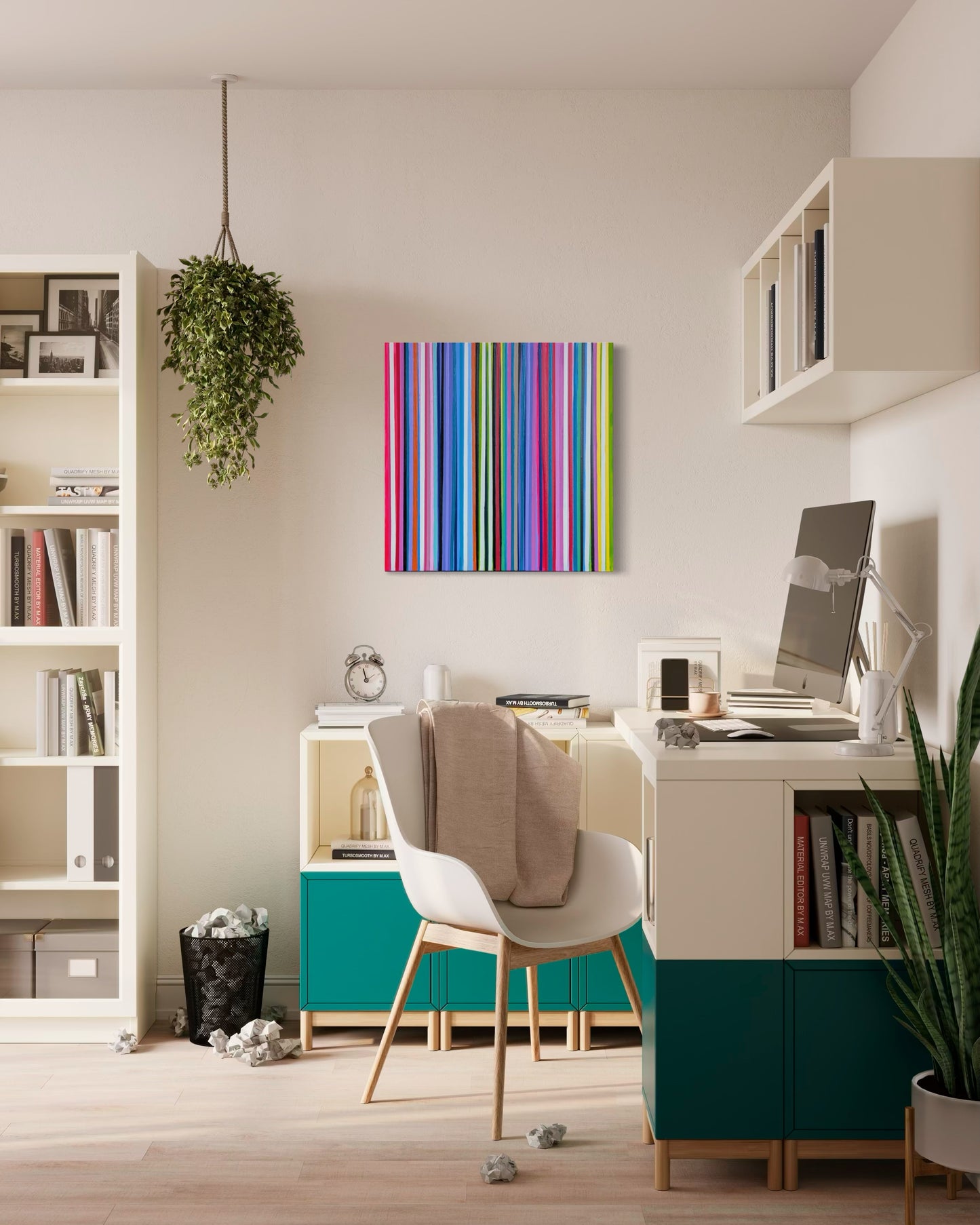KASSANDRA D'ALESSANDRO, "Alignment" Contemporary Colorful Geometric Linear Abstract Painting, 2025