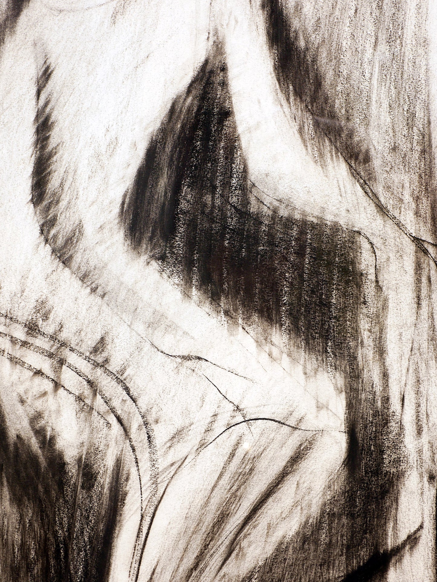 EUGENE MAX MASSIN, Modern Abstract Figurative Charcoal Drawing of a Woman in a Peacock Chair, 20th Century