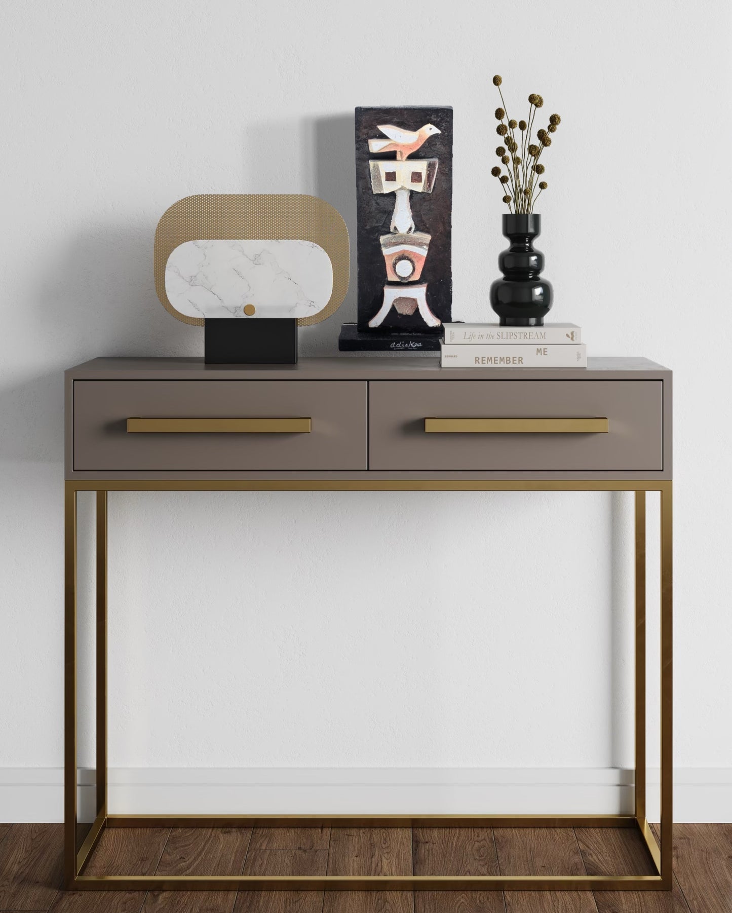 DAVID ADICKES, Black, White, & Copper Abstract Cubist Mixed Media Sculpture of a Man with a Bird on His Head