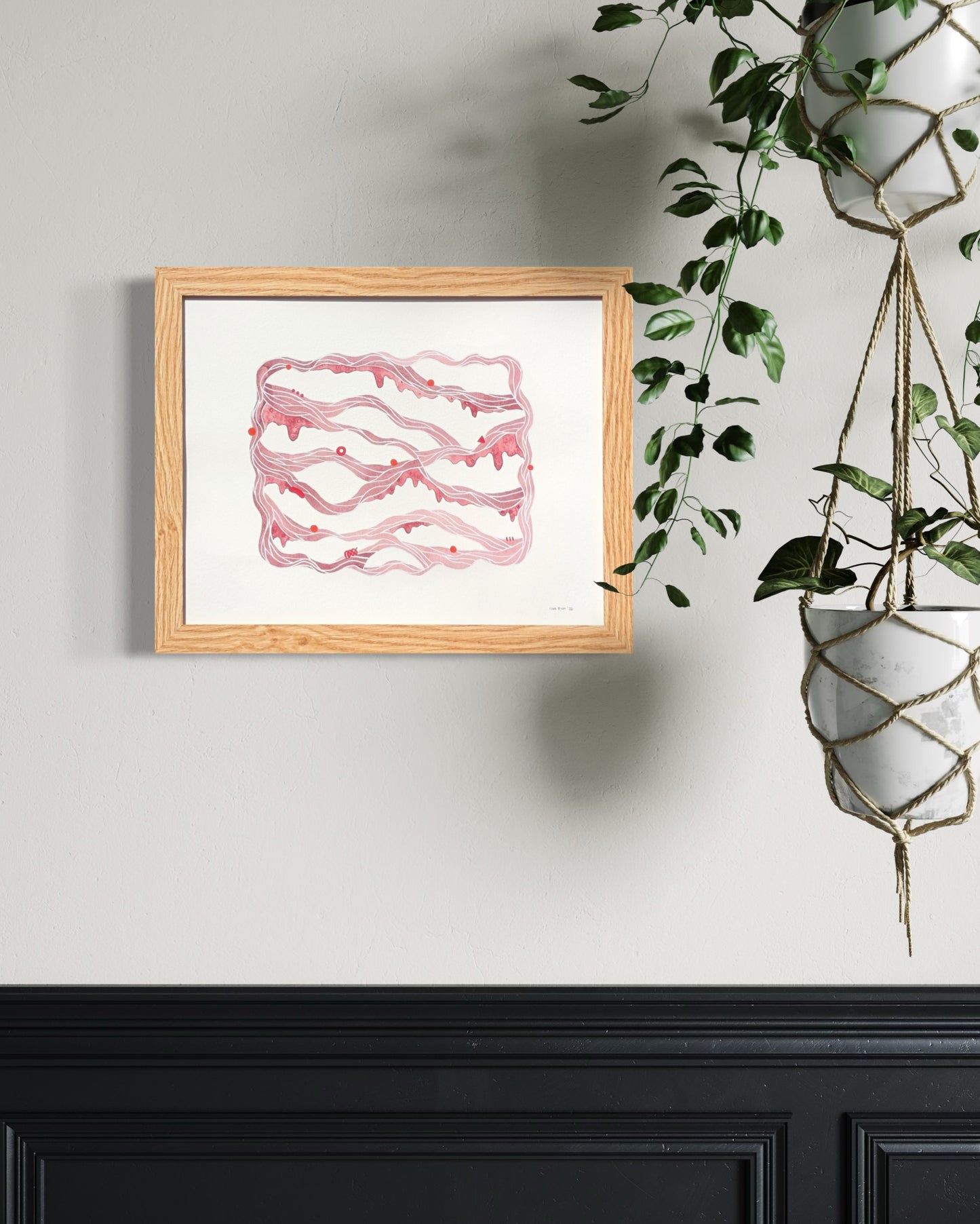 TINA RUYI, "#2 Linens" Contemporary Red and Pink Toned Patterned Abstract Painting, 2026