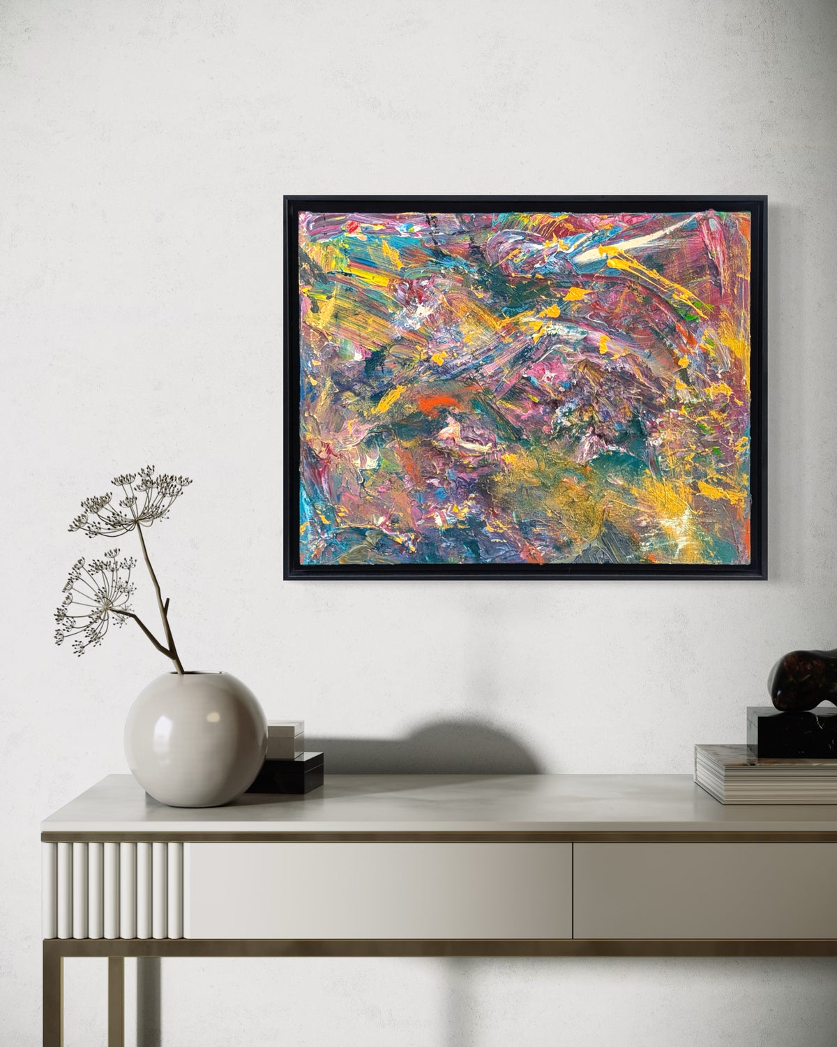 UNKNOWN, "Destiny Says" Contemporary Jewel Toned and Gold Gestural Textured Abstract Painting