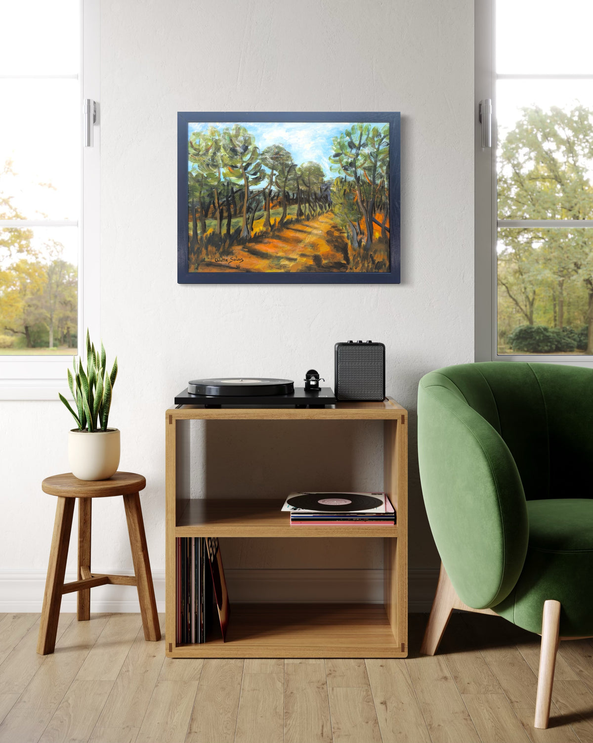 ODETTE SOLAIS, Modern Gestural Landscape Painting of a Grove of Trees,  1996