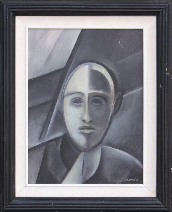 NORMAN BAASCH, "Portrait of a Man" Grey Cubist Figurative Portrait, 2012