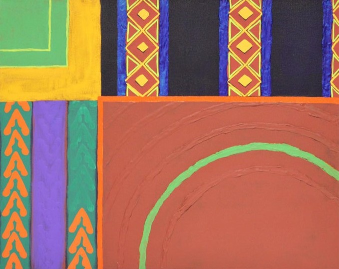 EVANGELINE GICHINA, Colorful Abstract Contemporary “Blue Dress III” African Textile Painting, 2019