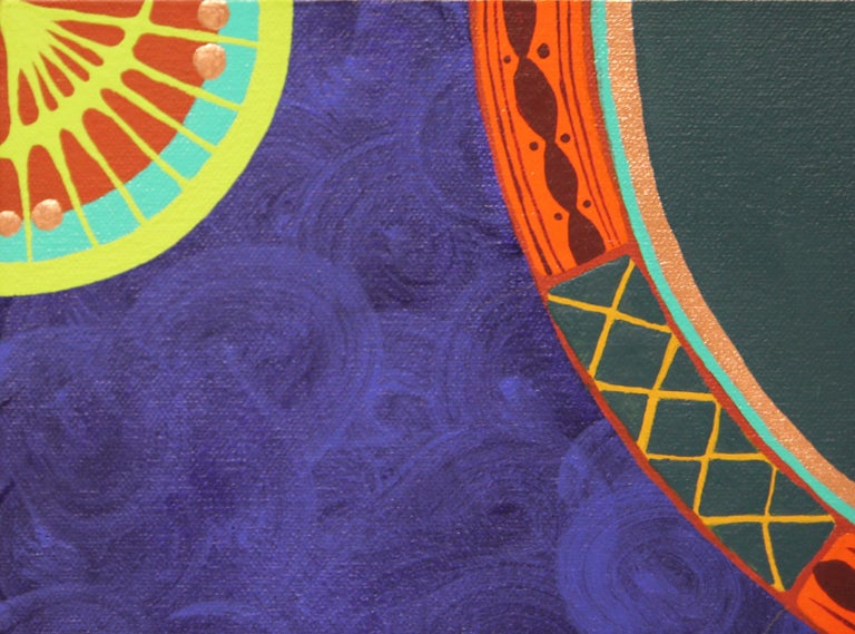 EVANGELINE GICHINA, Colorful Abstract Contemporary “Blue Dress I” African Dashiki Textile Painting, 2018