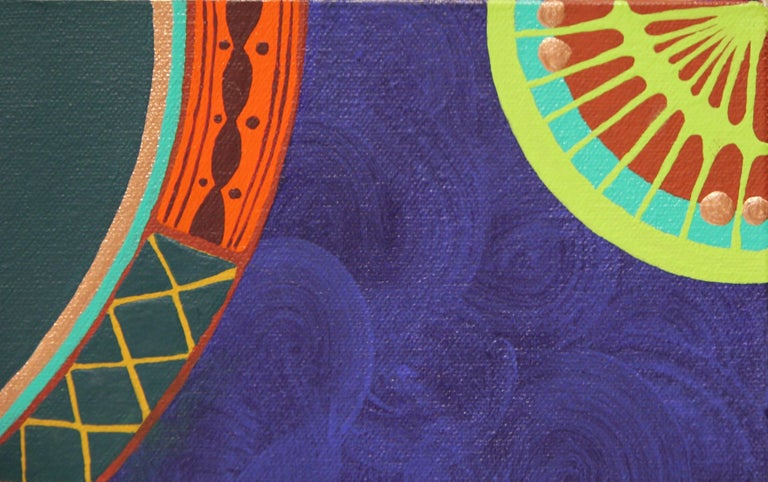 EVANGELINE GICHINA, Colorful Abstract Contemporary “Blue Dress I” African Dashiki Textile Painting, 2018