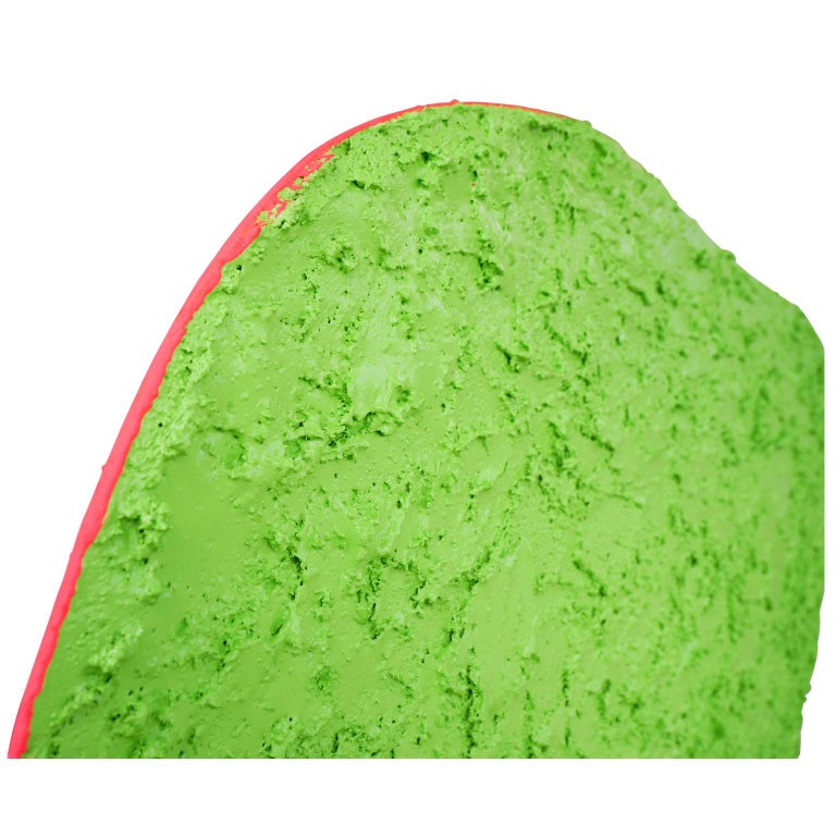 MATTHEW REEVES, “Plein Air” Bright Green Biomorphic Sawdust Shape with Pink Back Painting, 2022