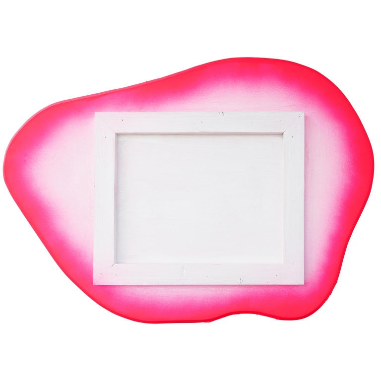 MATTHEW REEVES, “Plein Air” Bright Green Biomorphic Sawdust Shape with Pink Back Painting, 2022