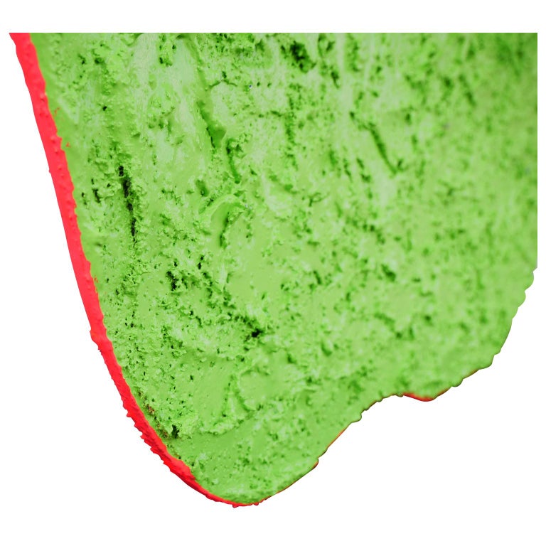 MATTHEW REEVES, “Plein Air” Bright Green Biomorphic Sawdust Shape with Pink Back Painting, 2022