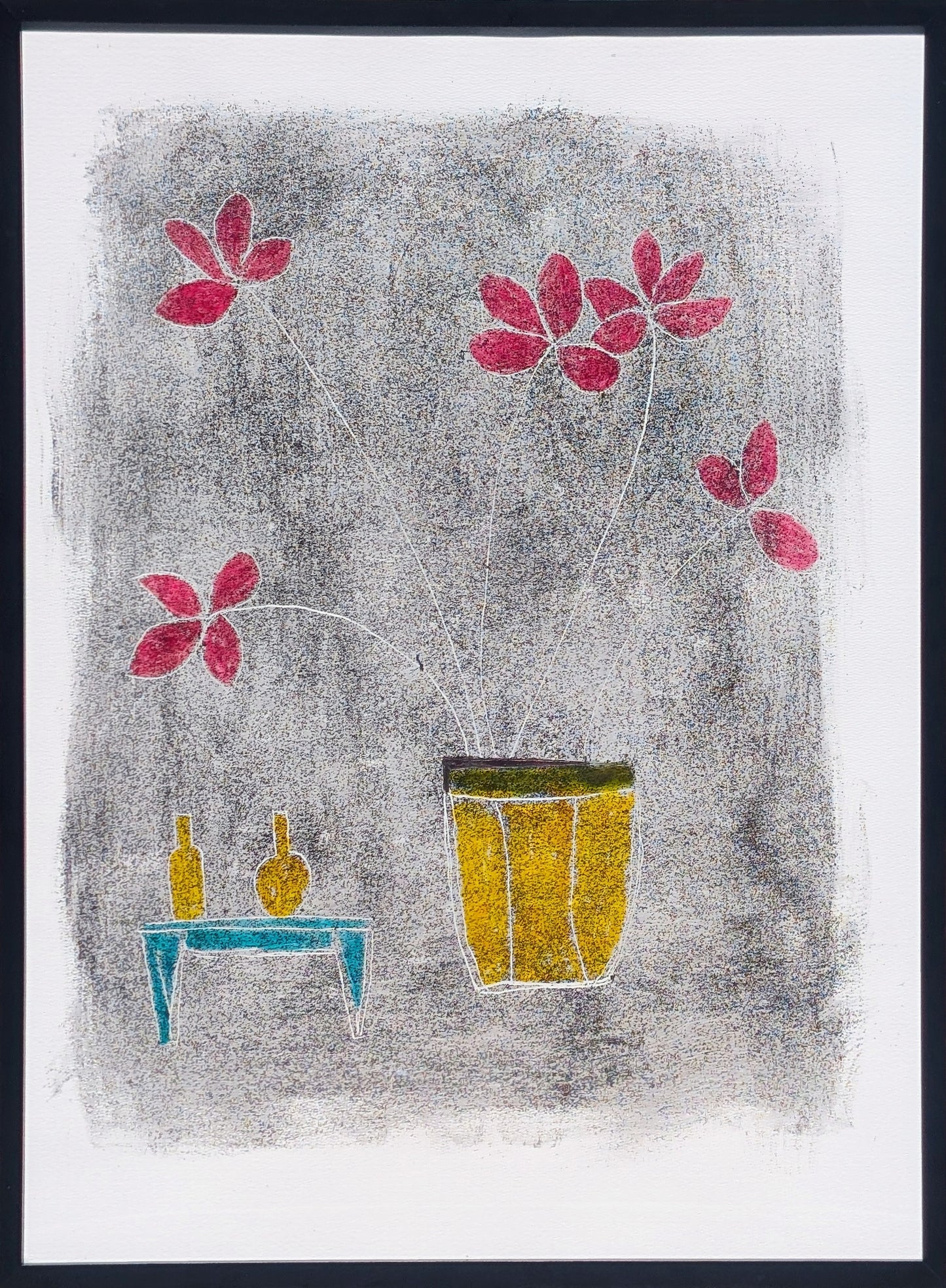 PAUL REEVES, "Garden Flower" Contemporary Red, Yellow, & Green Still Life Watercolor Painting, 2026