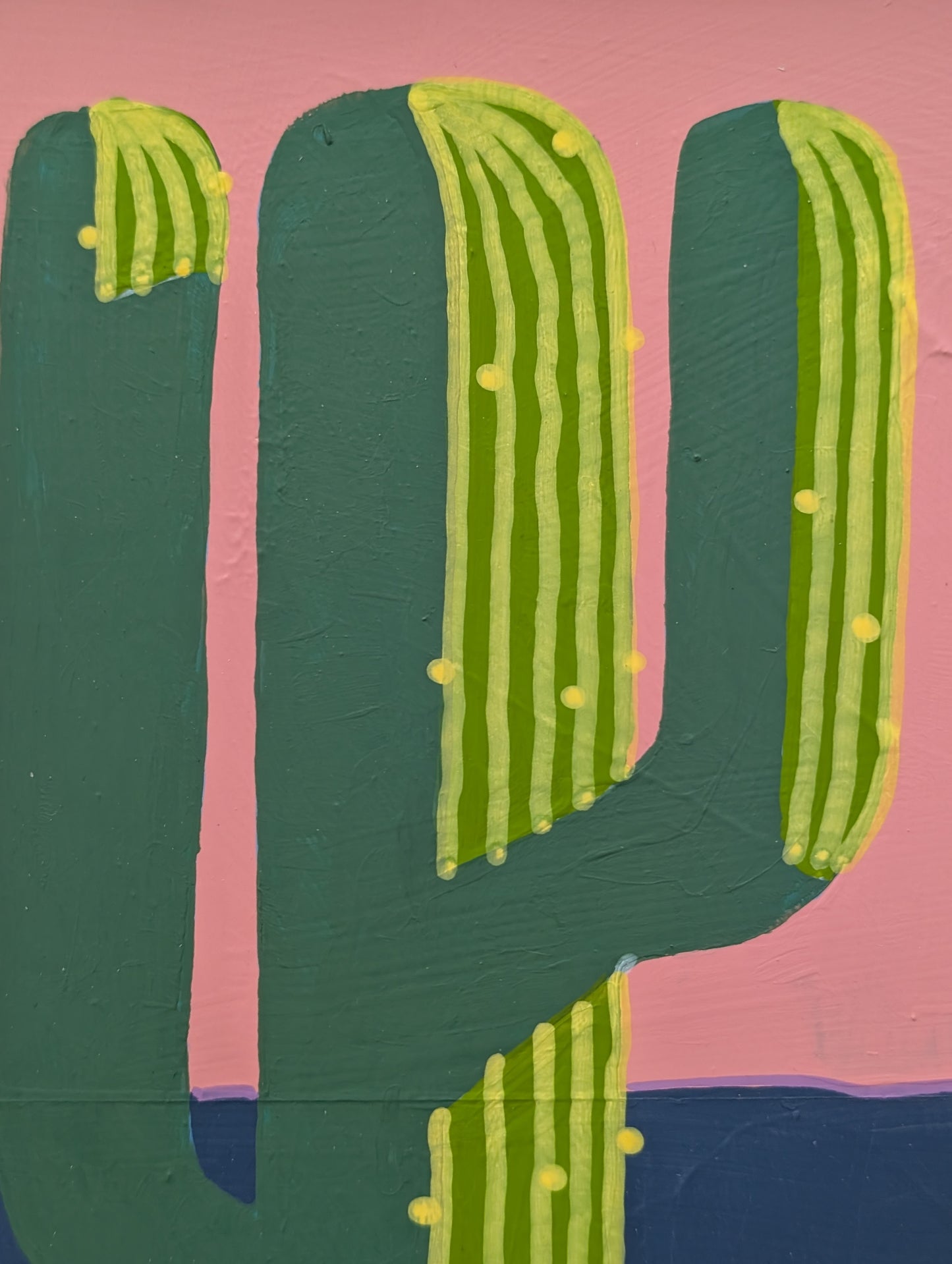 IAN FRANCIS, Contemporary Colorful Green Cactus Against Pink and Blue Painting, 2026