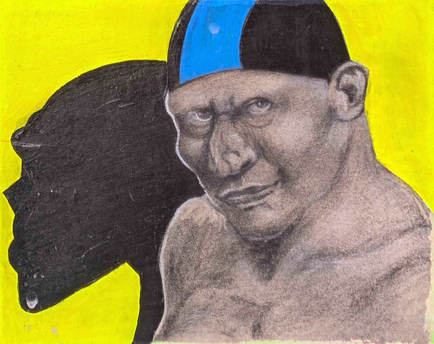 PATRICIA BLACKWELL, Contemporary Abstract Portrait of a Figure Against Yellow, 21st Century