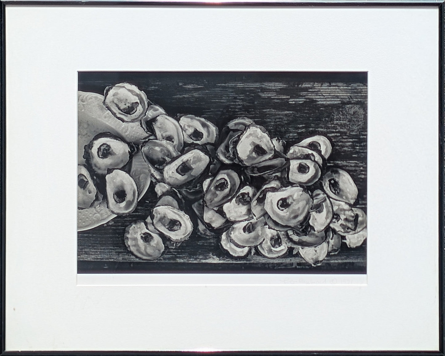LILO RAYMOND, "Oysters in White Dish" Modern Black and White Food Photograph, 1971