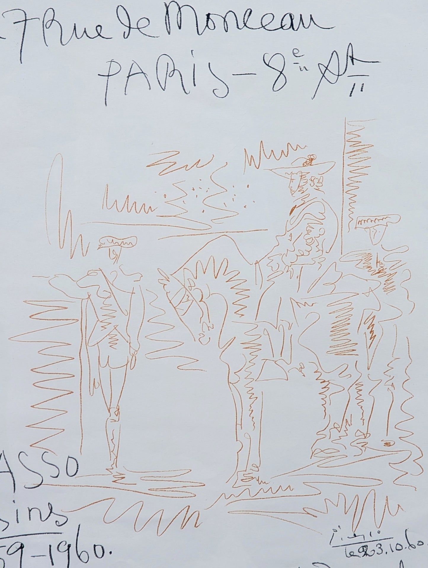 PABLO PICASSO, 1959-1960 Gallery Exhibition Poster from the Dessin (Drawing) Show at Galerie Louise Leiris, 1960