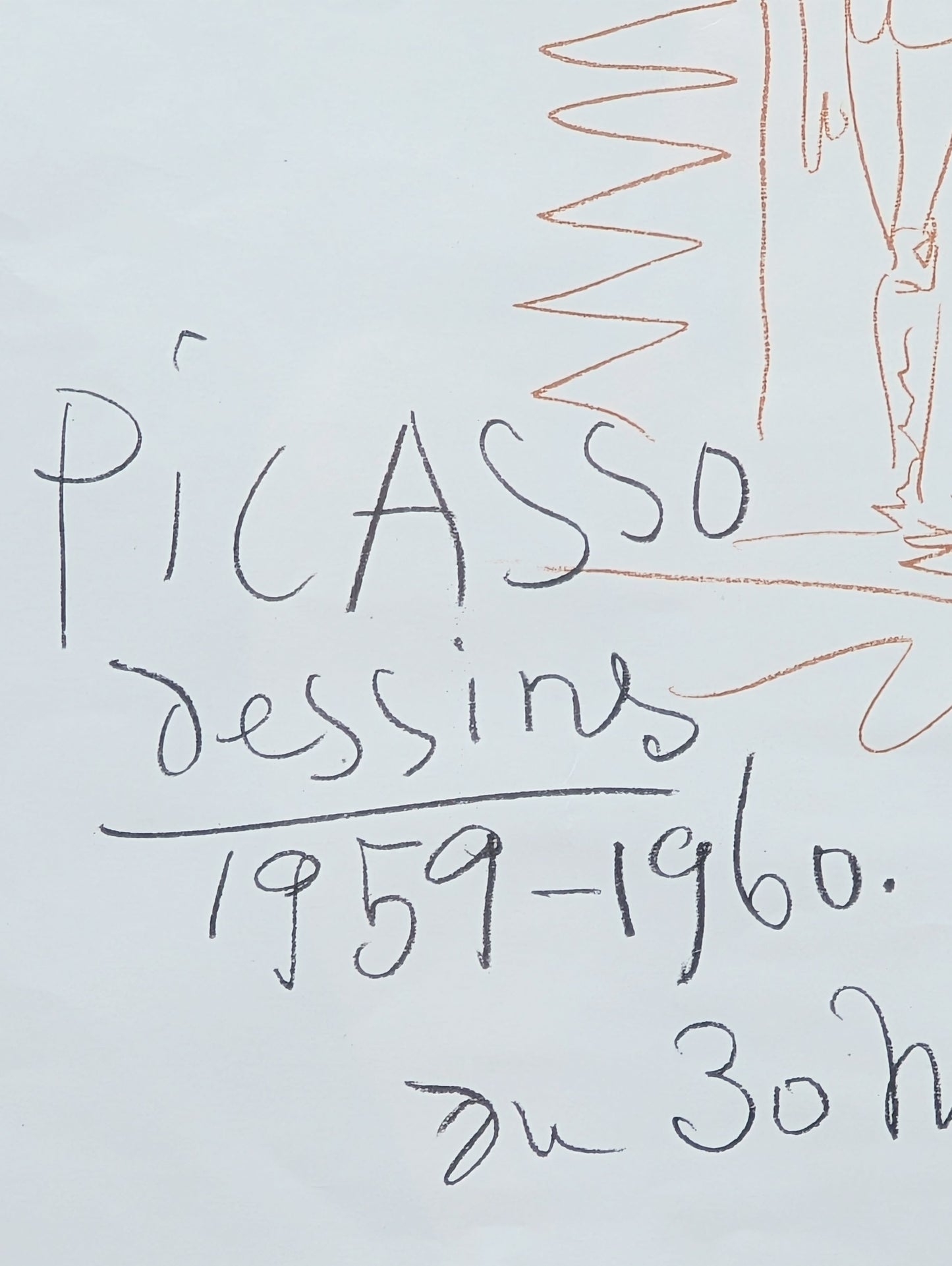 PABLO PICASSO, 1959-1960 Gallery Exhibition Poster from the Dessin (Drawing) Show at Galerie Louise Leiris, 1960