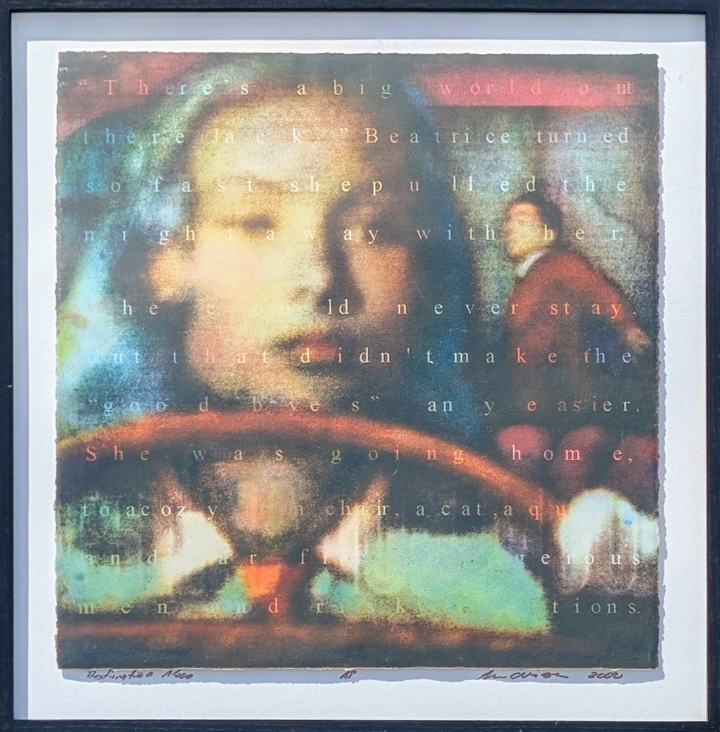 DAN ALLISON, "Destination Moon" Modern Photogravure of a Woman Driving, 2005