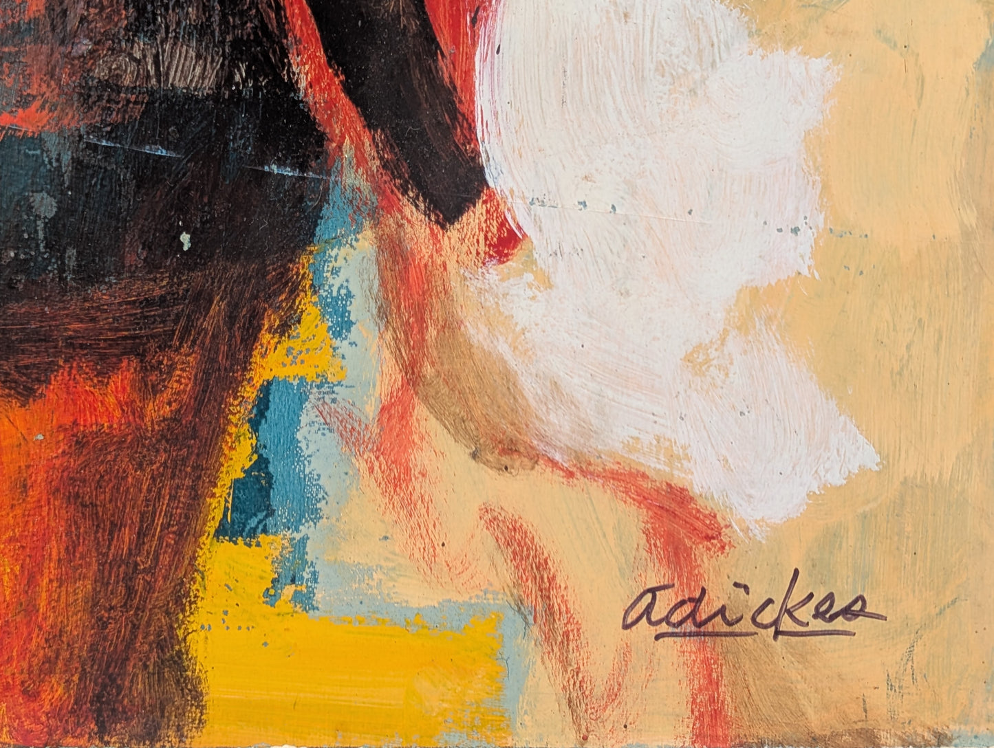 DAVID ADICKES, Modern Abstract Warm Toned Portrait of John Lennon from the Beatles with a Bird, 20th Century