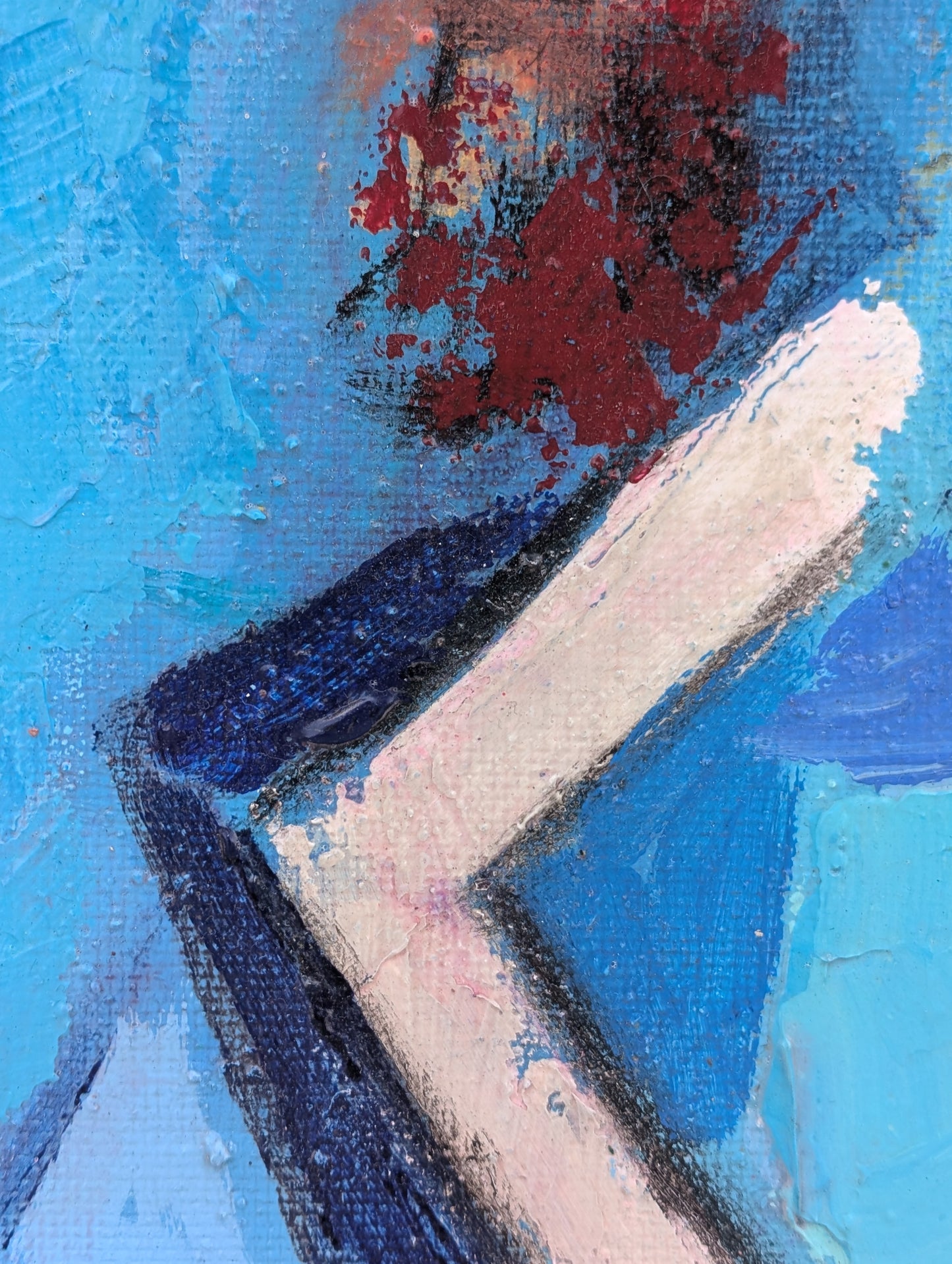 DAVID ADICKES, Modern Abstract Portrait of a Bearded Man with a Bird on His Head, 20th Century