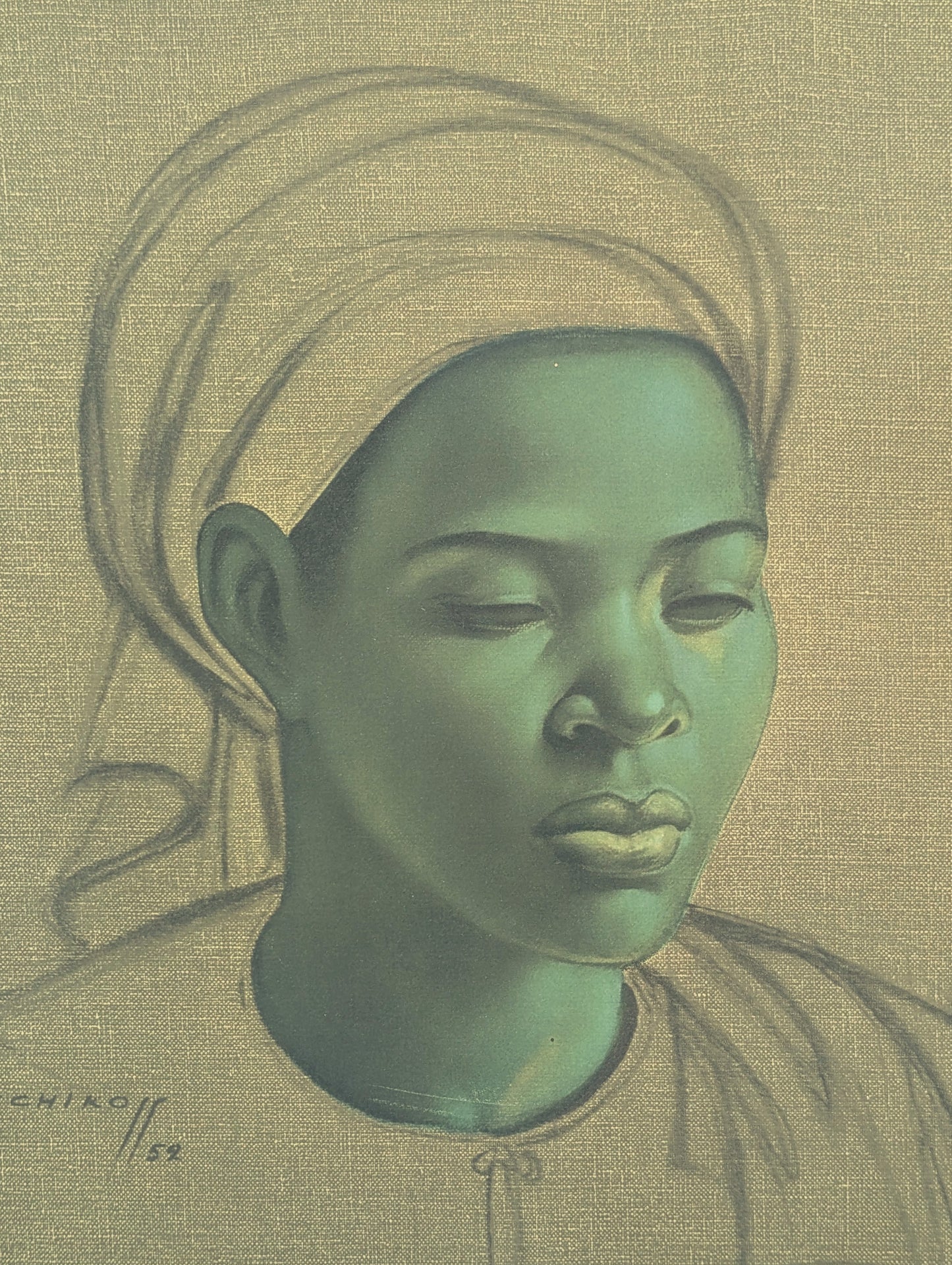 VLADIMIR TRETCHIKOFF, "The Basuto Girl" Early Portrait Print of a South African Woman, Original Painting 1952