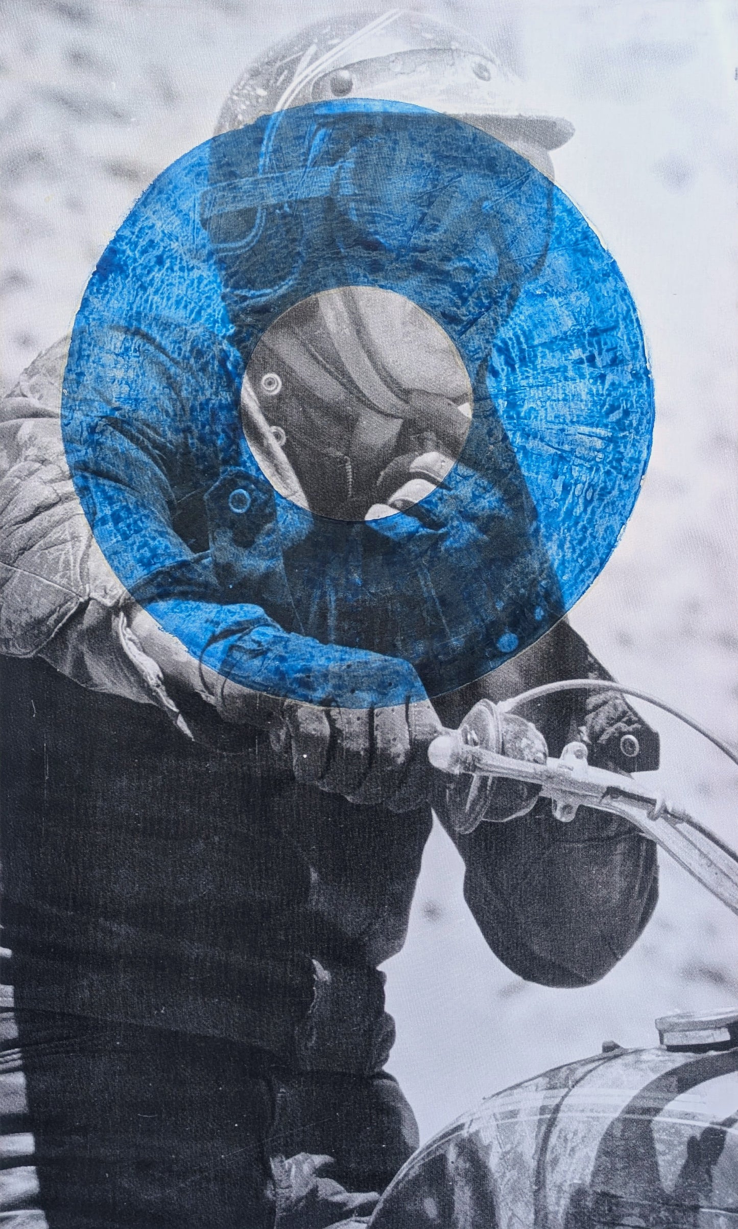WILLIAM TOPHER, “Steve McQueen Blue” Contemporary Mixed Media Portrait Painting