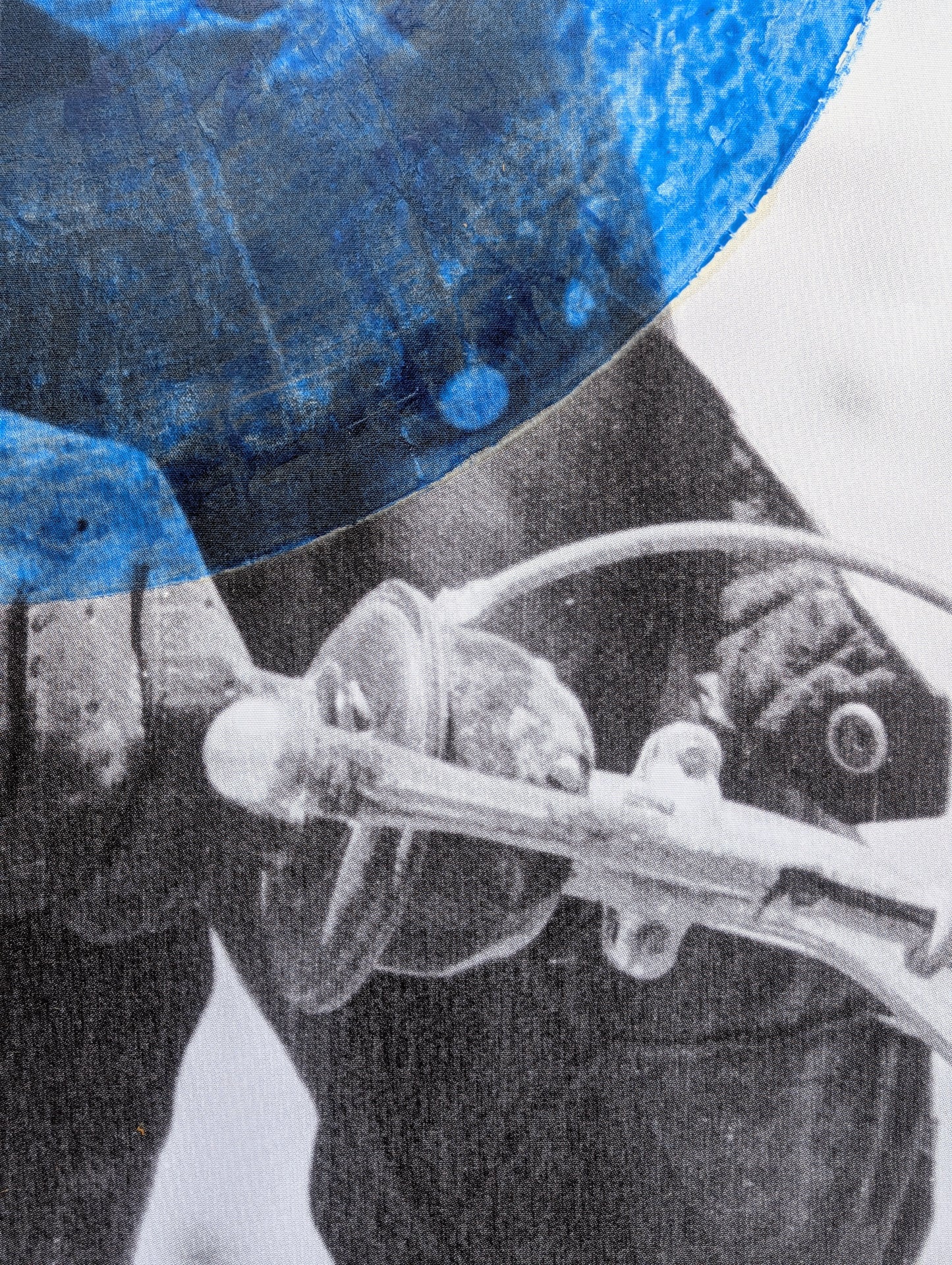 WILLIAM TOPHER, “Steve McQueen Blue” Contemporary Mixed Media Portrait Painting