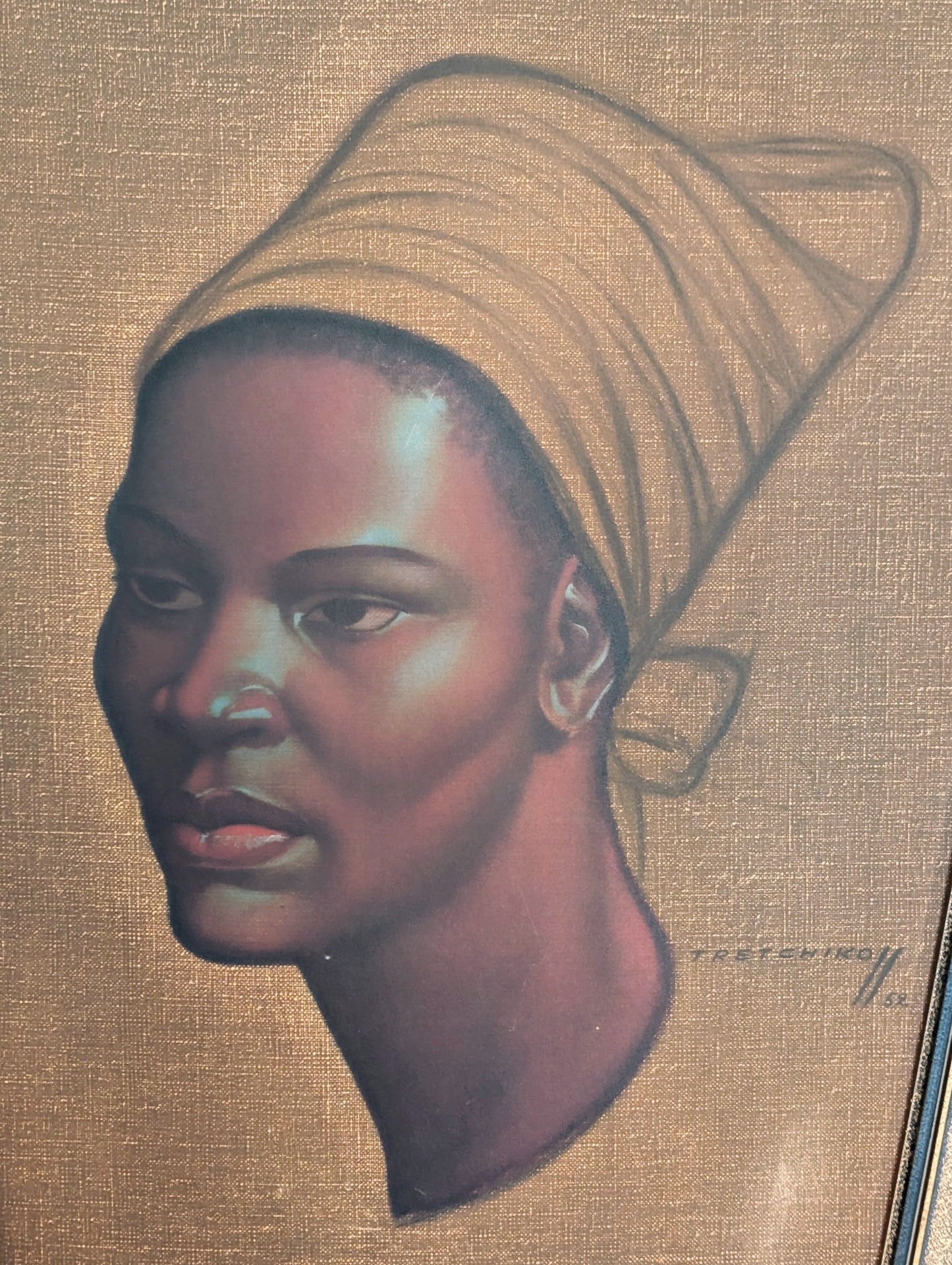 VLADIMIR TRETCHIKOFF, "The Zulu Maiden" Early Portrait Print of a South African Woman, Original Painting 1952