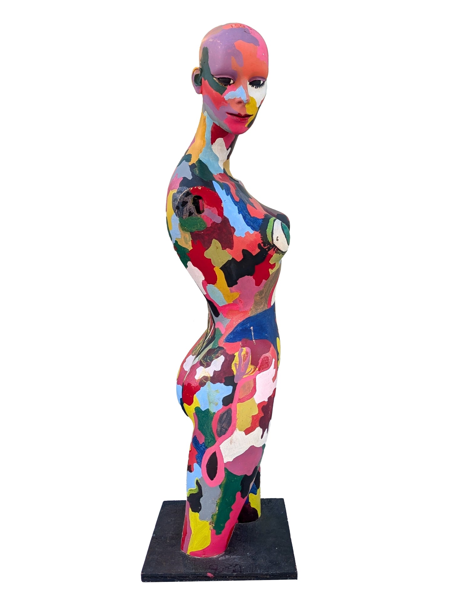 CARYN LANDAUER, Colorful Camo Style Painted Female Mannequin Sculpture, 1983