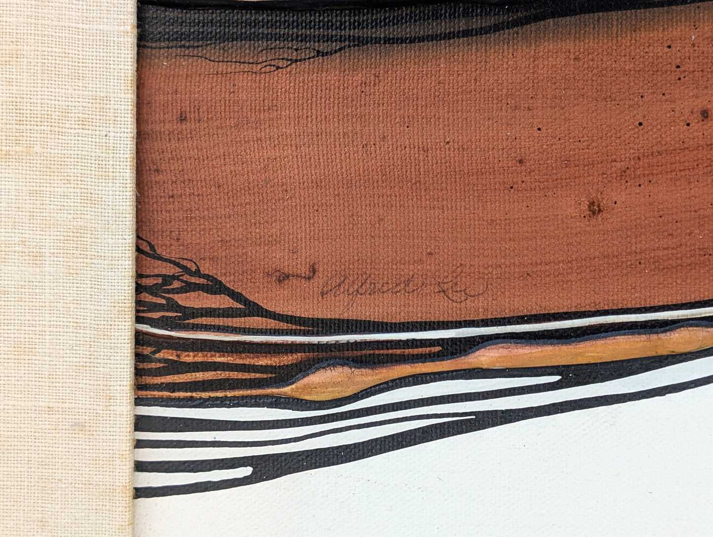 ALFRED LEE, "Moon Magic, Mexico Series" Modern Orange and Yellow Textured Abstract Landscape with Trees, 1970s
