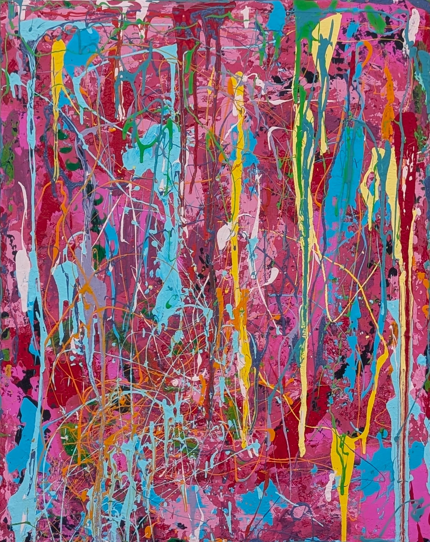 KASSANDRA D'ALESSANDRO, Contemporary Colorful Pink, Teal, & Yellow Abstract Painting, 2019